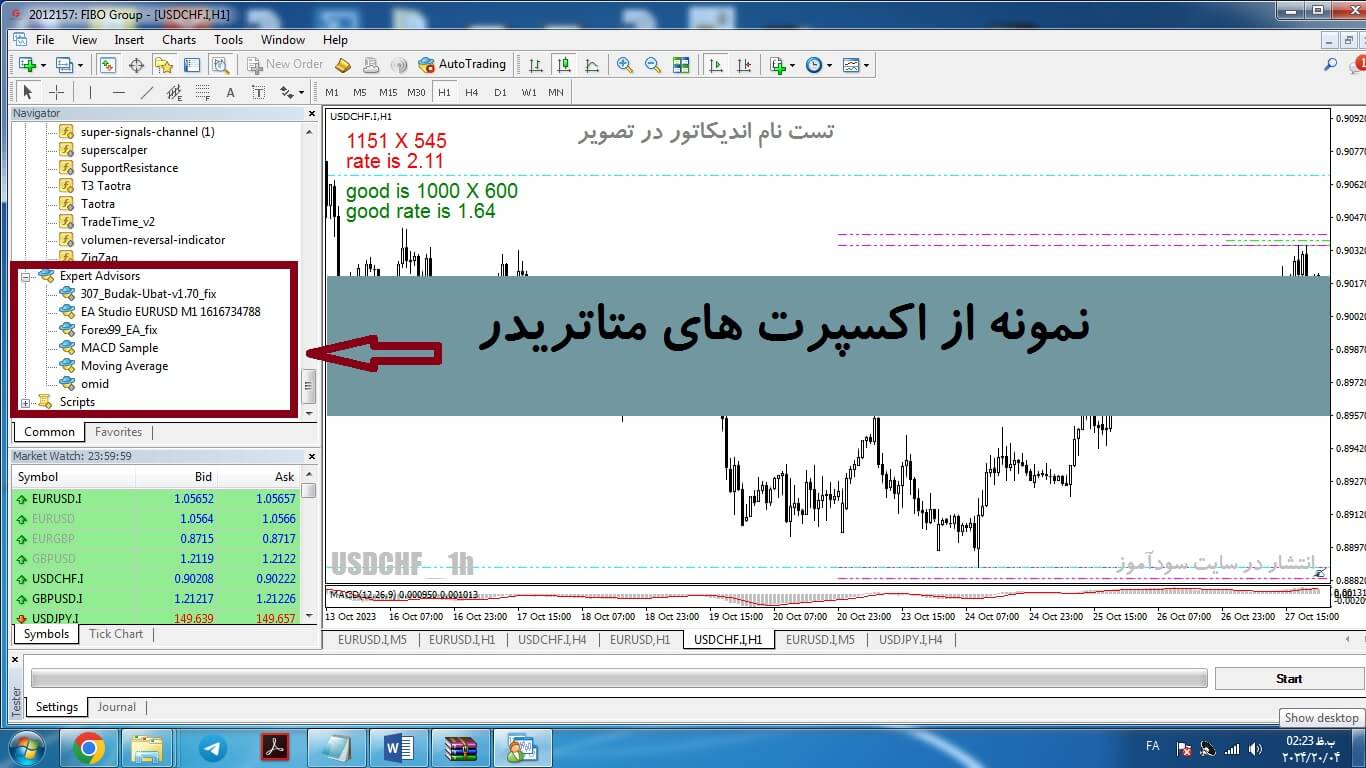 تعدادی از اکسپرت های پیش فرض در متاتریدر4